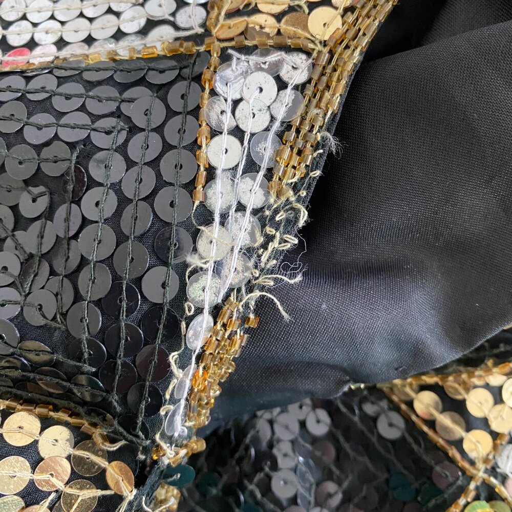 Vintage Scala Diamond Pattern Sequin Short Sleeve… - image 7